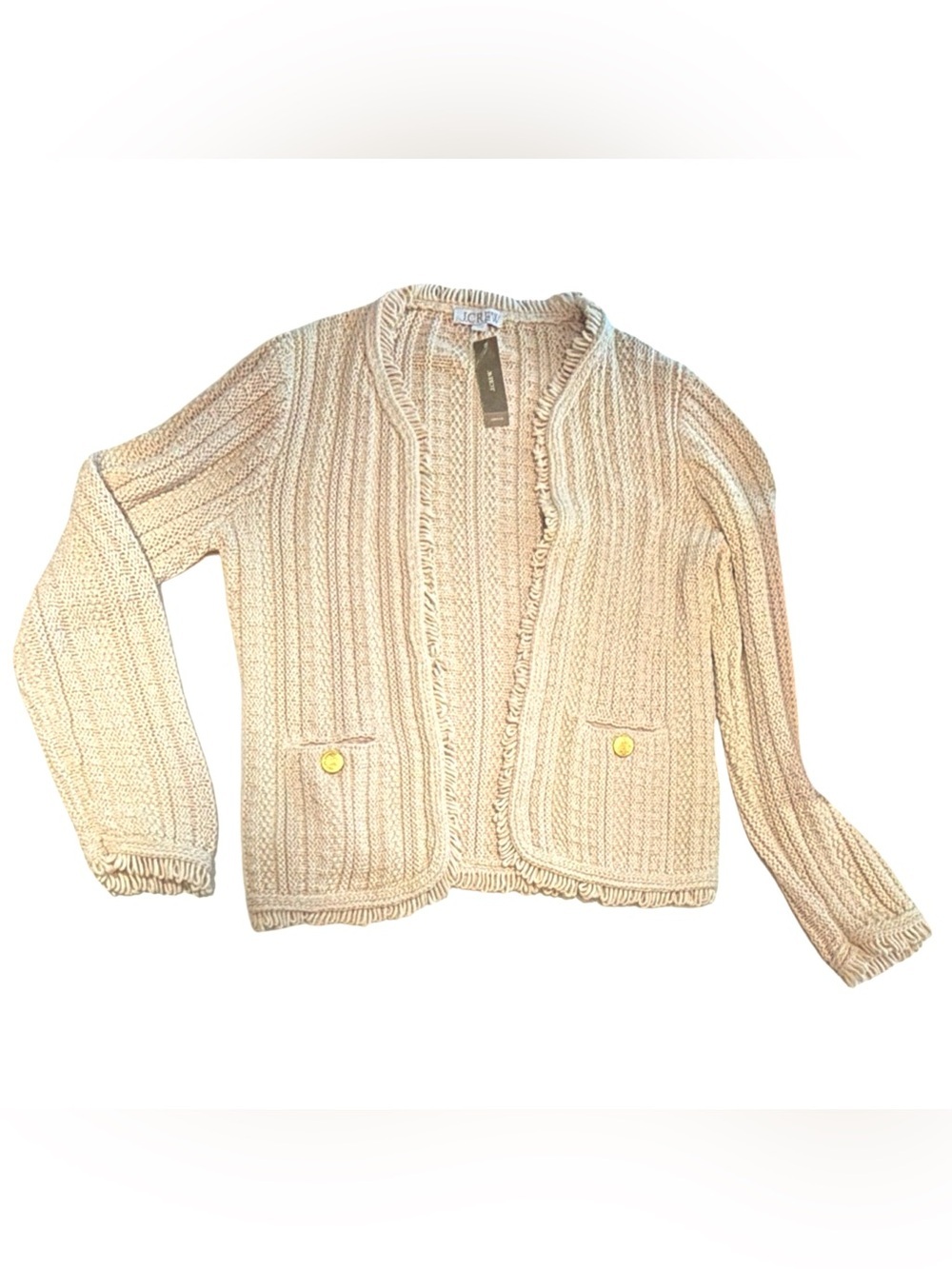 J.Crew Women's Open Front Textured Knit
Cardigan | Gold Button Pockets | M | NWT - Picture 13 of 15
